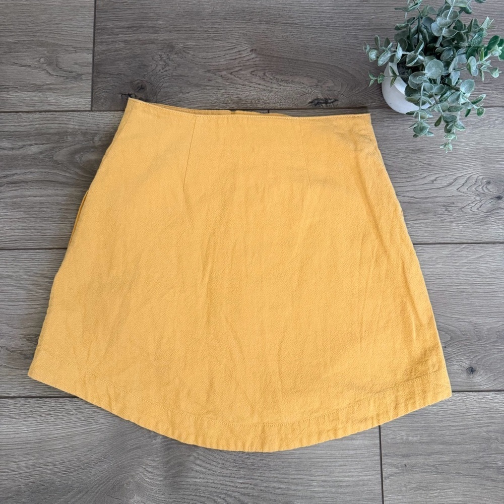 Free People Mustard Lace-Up Mini Skirt Size XS - Picture 9 of 10